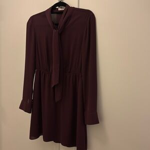 Aritzia Sunday Best Burgundy Tie Neck Dress